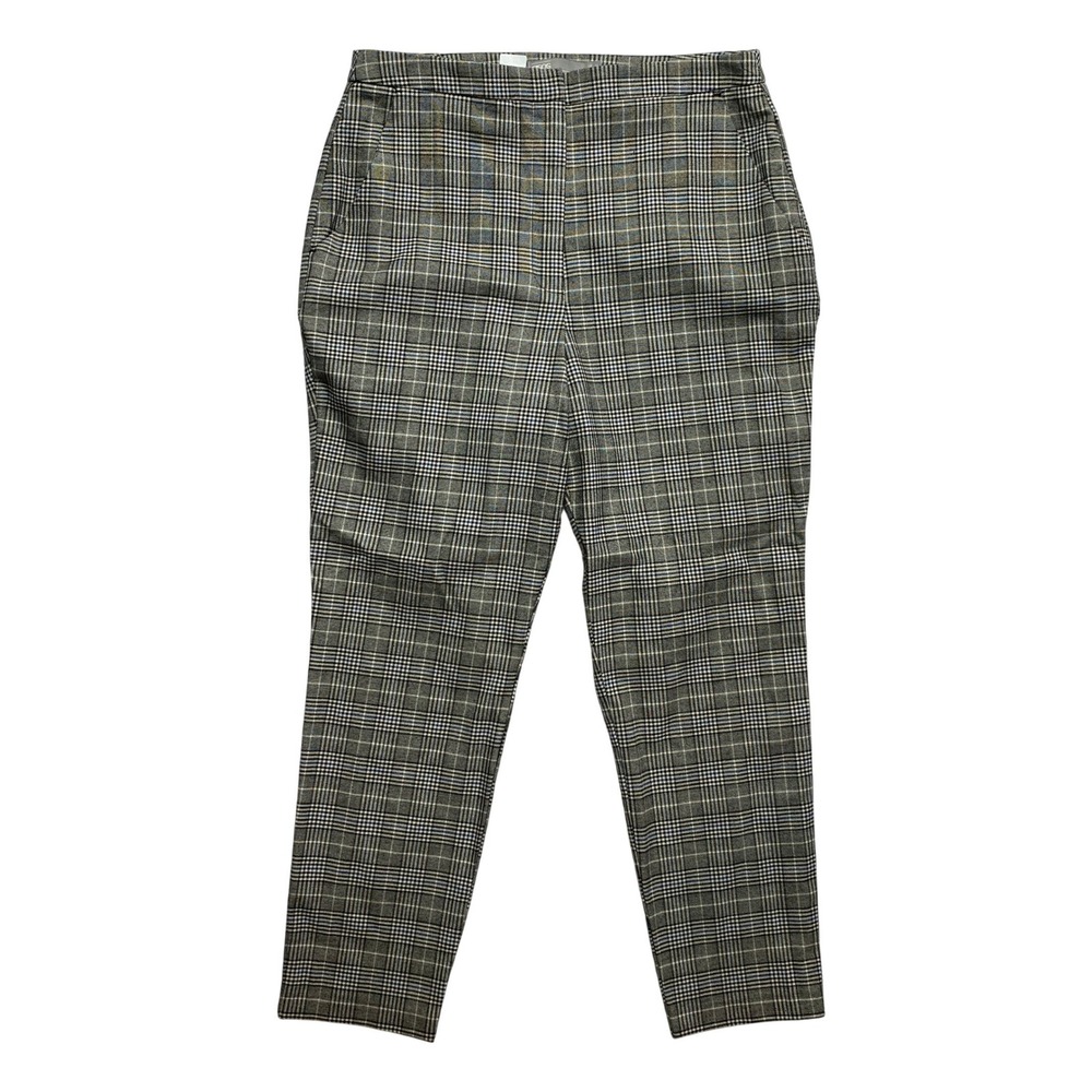 ASOS Trousers Womens 10 Gray Glen Plaid Tapered Ankle High Rise Side Zip